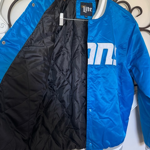 NFL DETROIT LIONS Miller Lite Men’s or Women’s Large Jacket - Blue - Picture 6 of 7